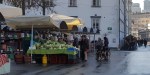 People buying sauerkraut on market in Ljubljana