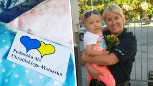 Policjantka szyje wyprawki dla dzieci z Ukrainy