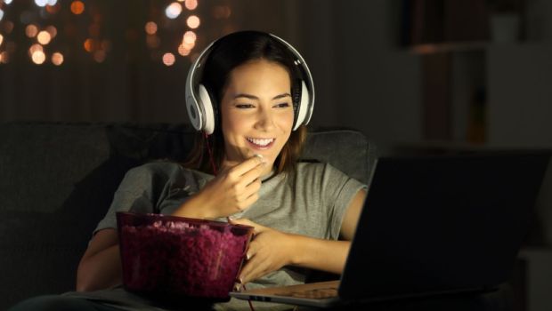 woman watching movie