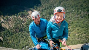 dad, son, mountain, climbing