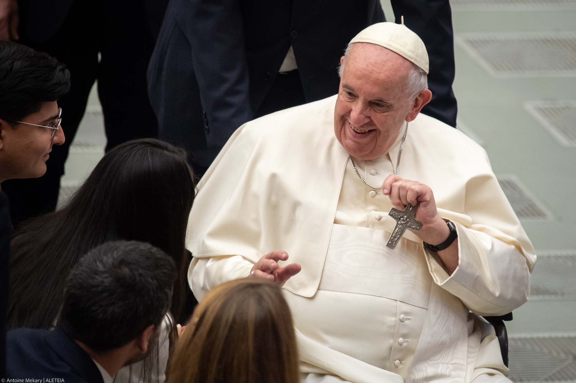 Pope Francis meets the faithfuls at the end of his weekly general audience in Paul VI Hall