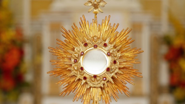 Ostensory for worship at a Catholic church ceremony