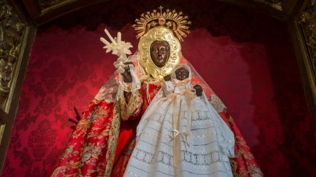 Caceres, Spain - Jan 14th, 2021: Our Lady of Guadalupe del Vaquero figure