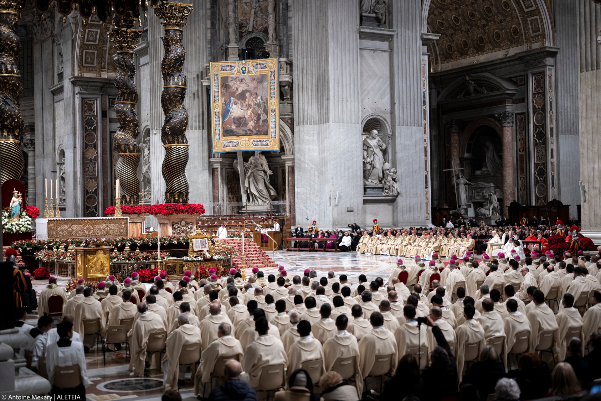 Pope Francis presides over the Christmas Eve mass at St Peter's Basilica in the Vatican on December 24, 2024.