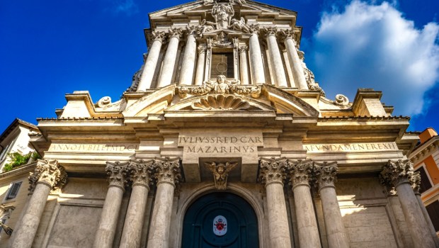 View at Church Saints Vincent and Anastasius at Trevi in Rome, Italy